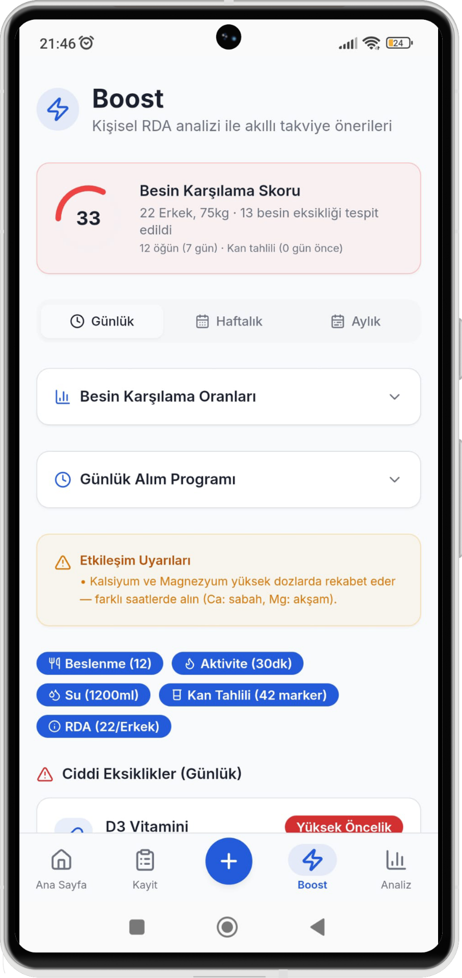 Boost ekranı